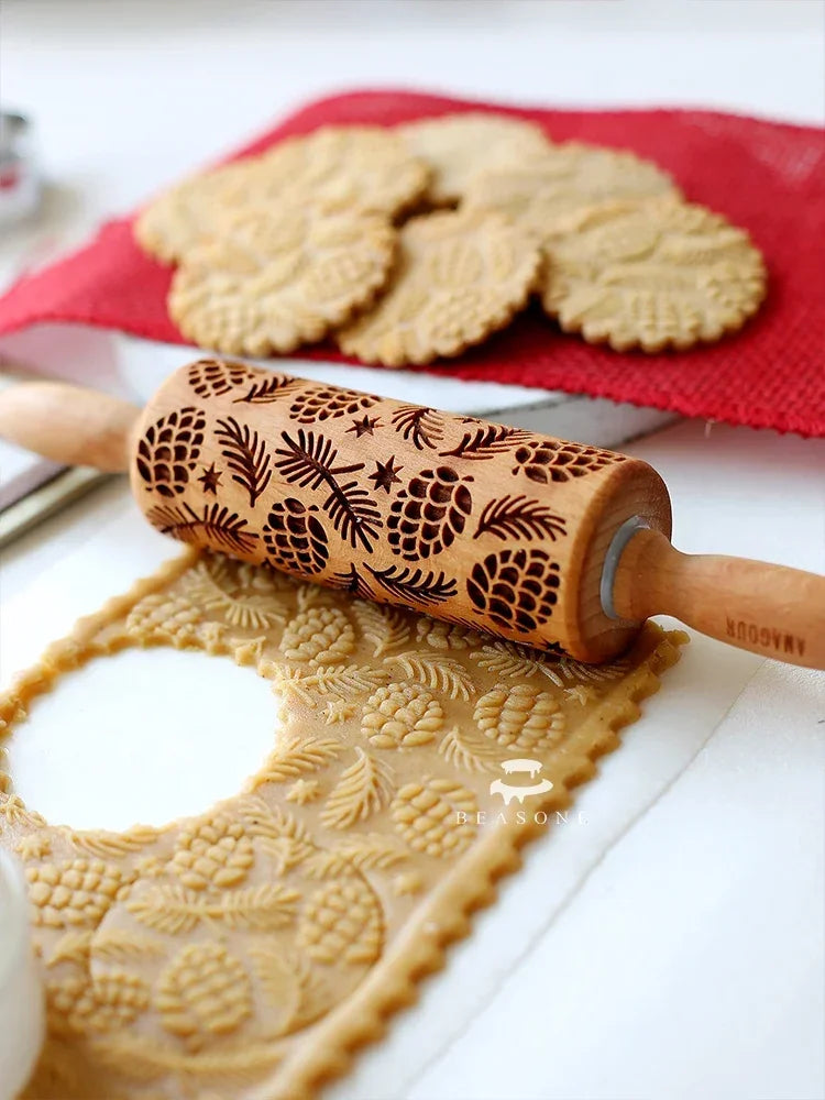 Pinecone & Evergreen Embossing Rolling Pin