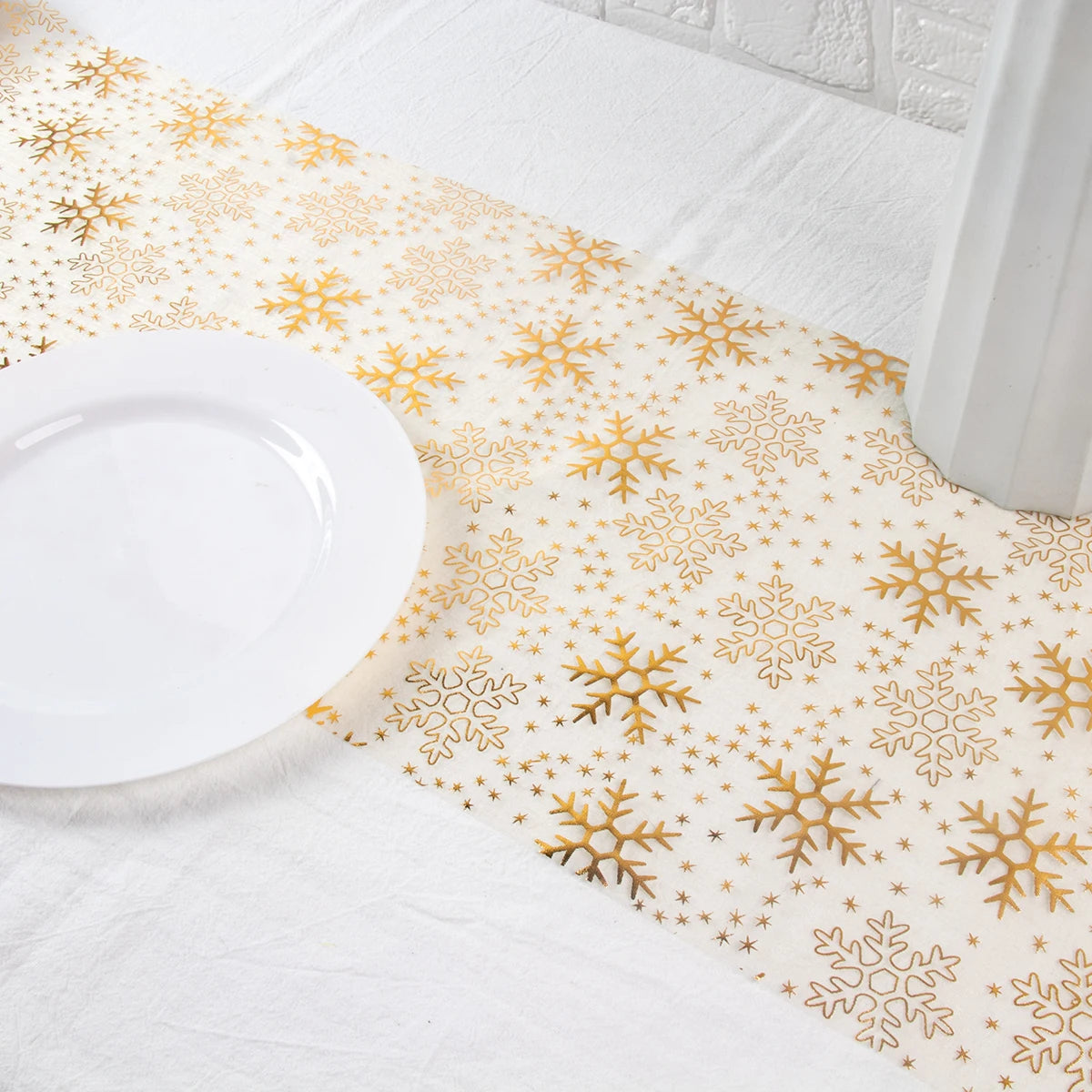 Gold Snowflake Mesh Table Runner