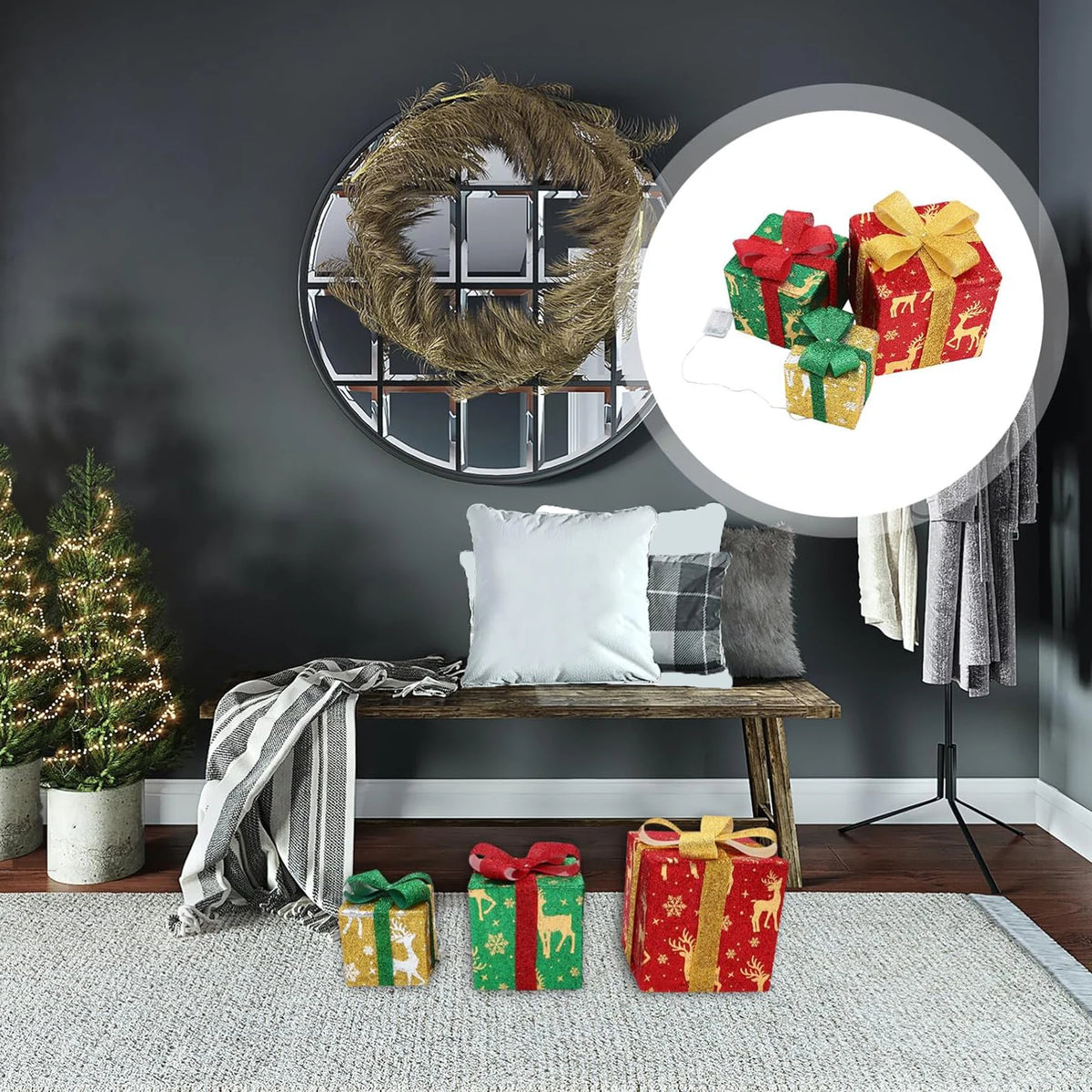 Lighted Christmas Gift Boxes — Set of 3