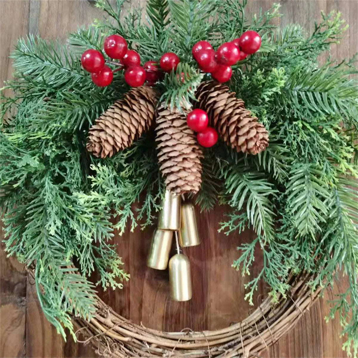 Rustic Bell Christmas Wreath — 40 cm