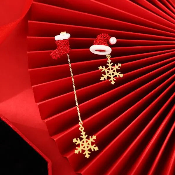 Christmas Bow & Tassel Drop Earrings