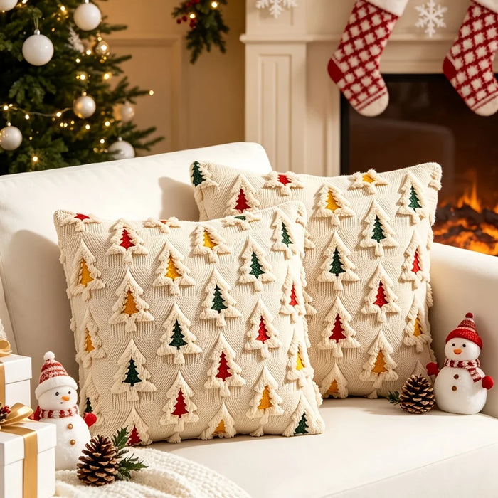 Colorful Christmas Tree Pillow Covers — Set of 2