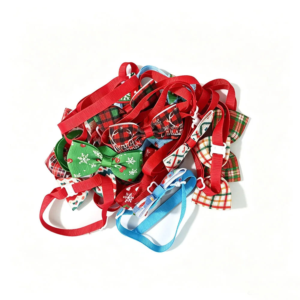 Mixed Christmas Dog Bow Ties — Pack of 10
