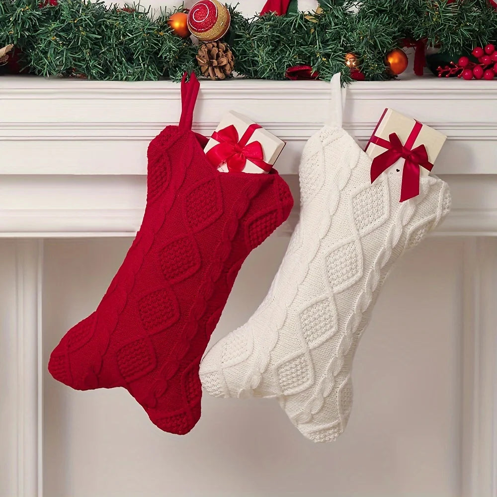 Knitted Bone Christmas Stocking for Dogs