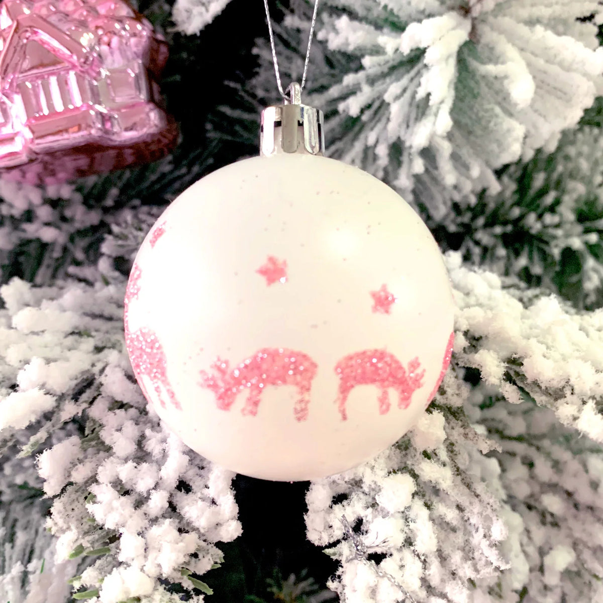 Pink Christmas Ornament Assortment — Set of 40