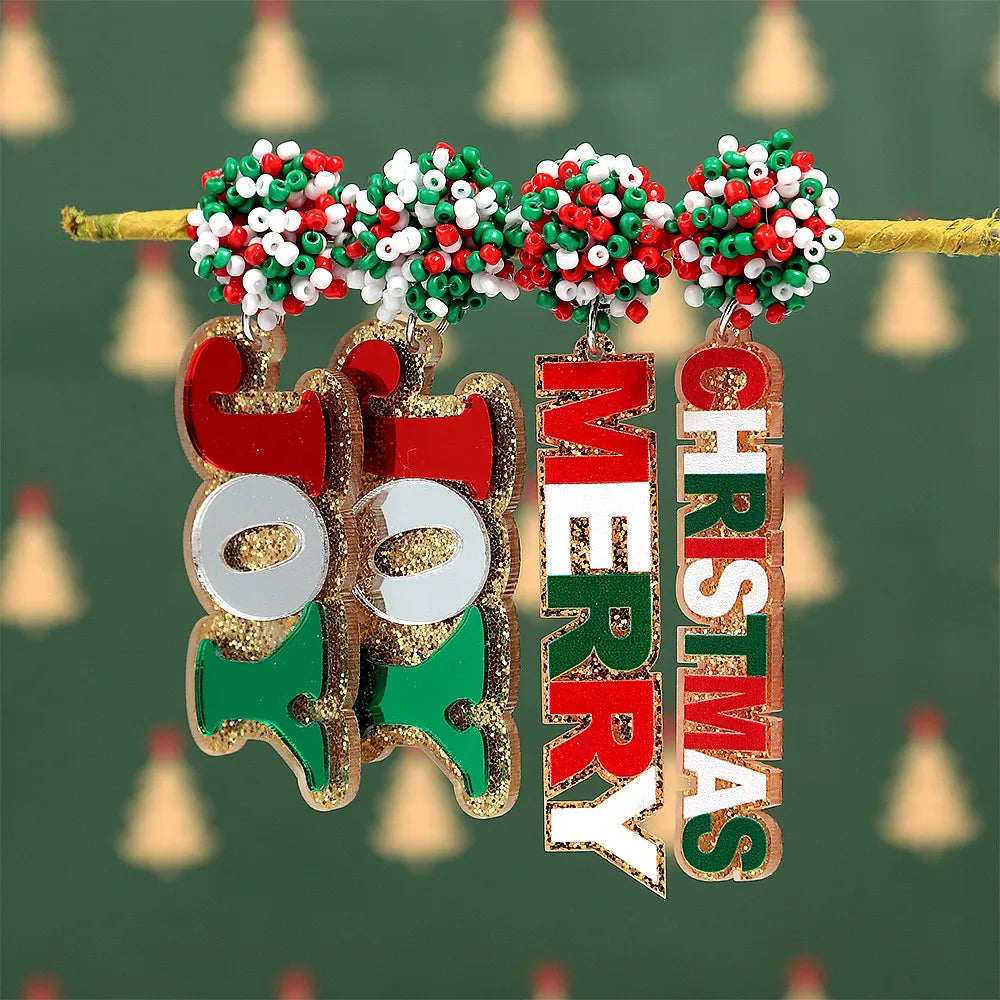 Mirror Acrylic Christmas Statement Earrings