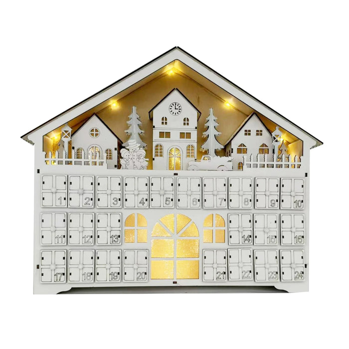 Lighted Wooden House Advent Calendar