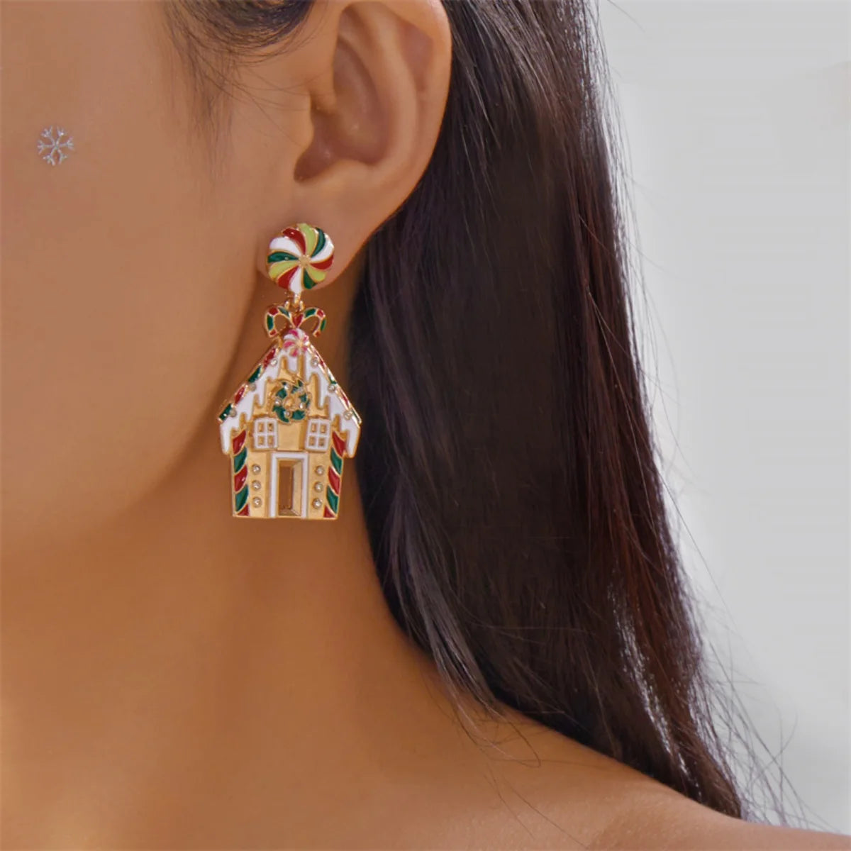 Candy House Christmas Drop Earrings