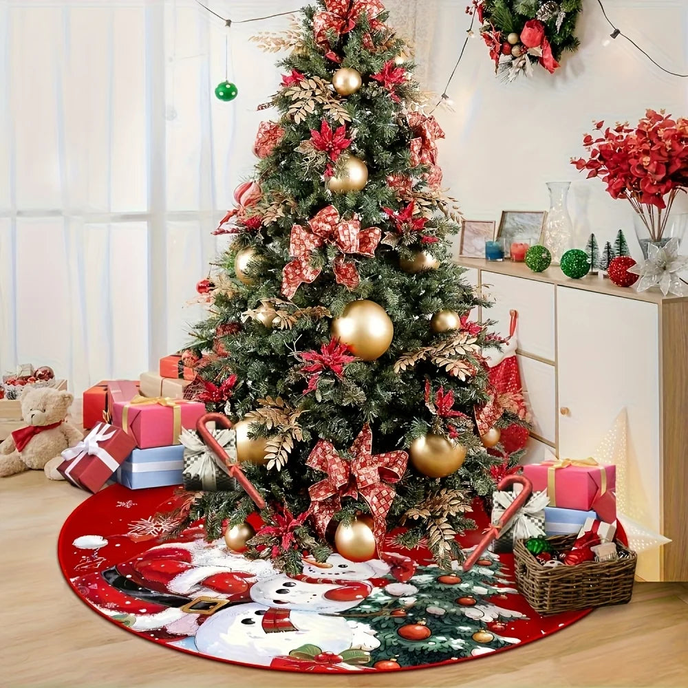Red Santa and Snowflake Tree Skirt