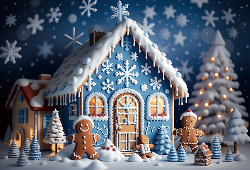Winter Gingerbread House Photo Backdrop