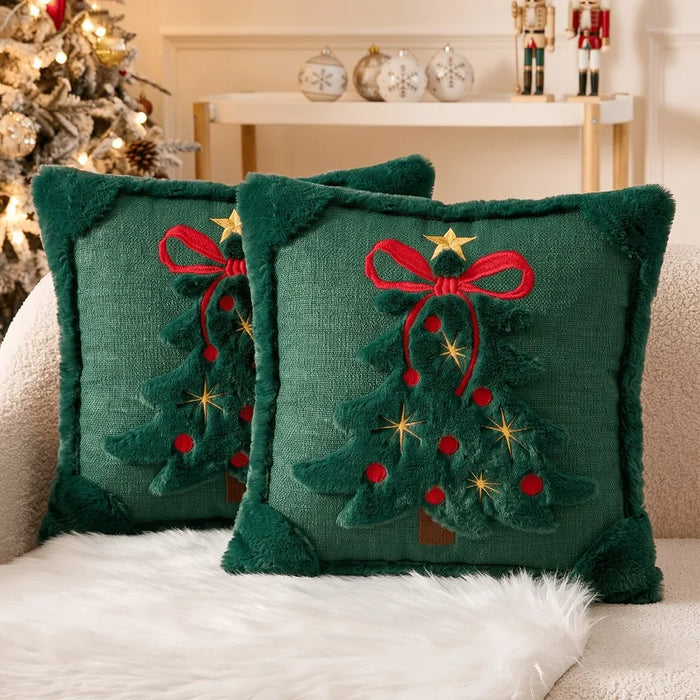Velvet Christmas Tree Pillow Cover