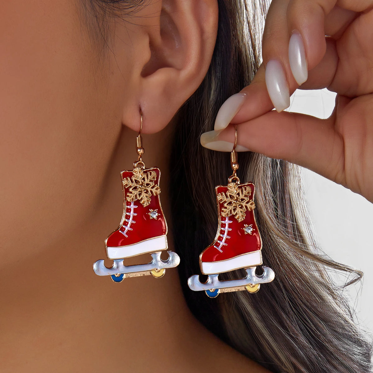 Festive Rhinestone Ornament Earrings