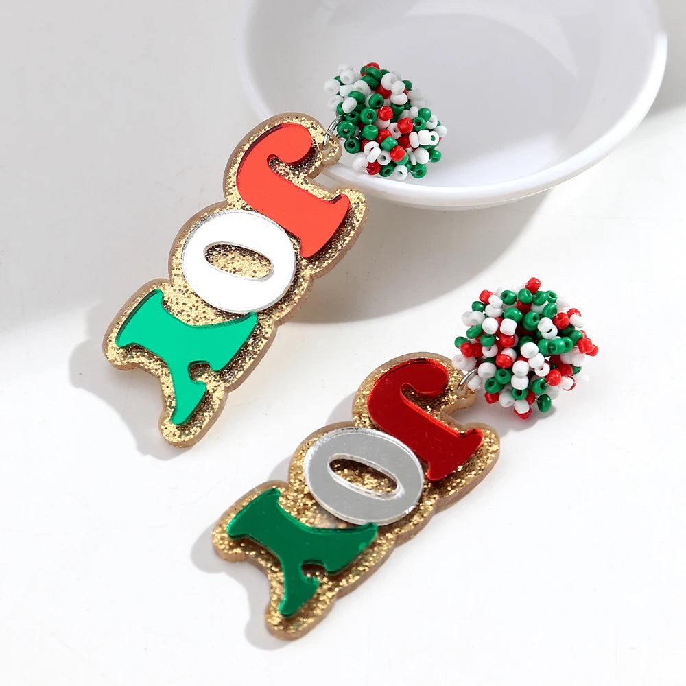 Mirror Acrylic Christmas Statement Earrings