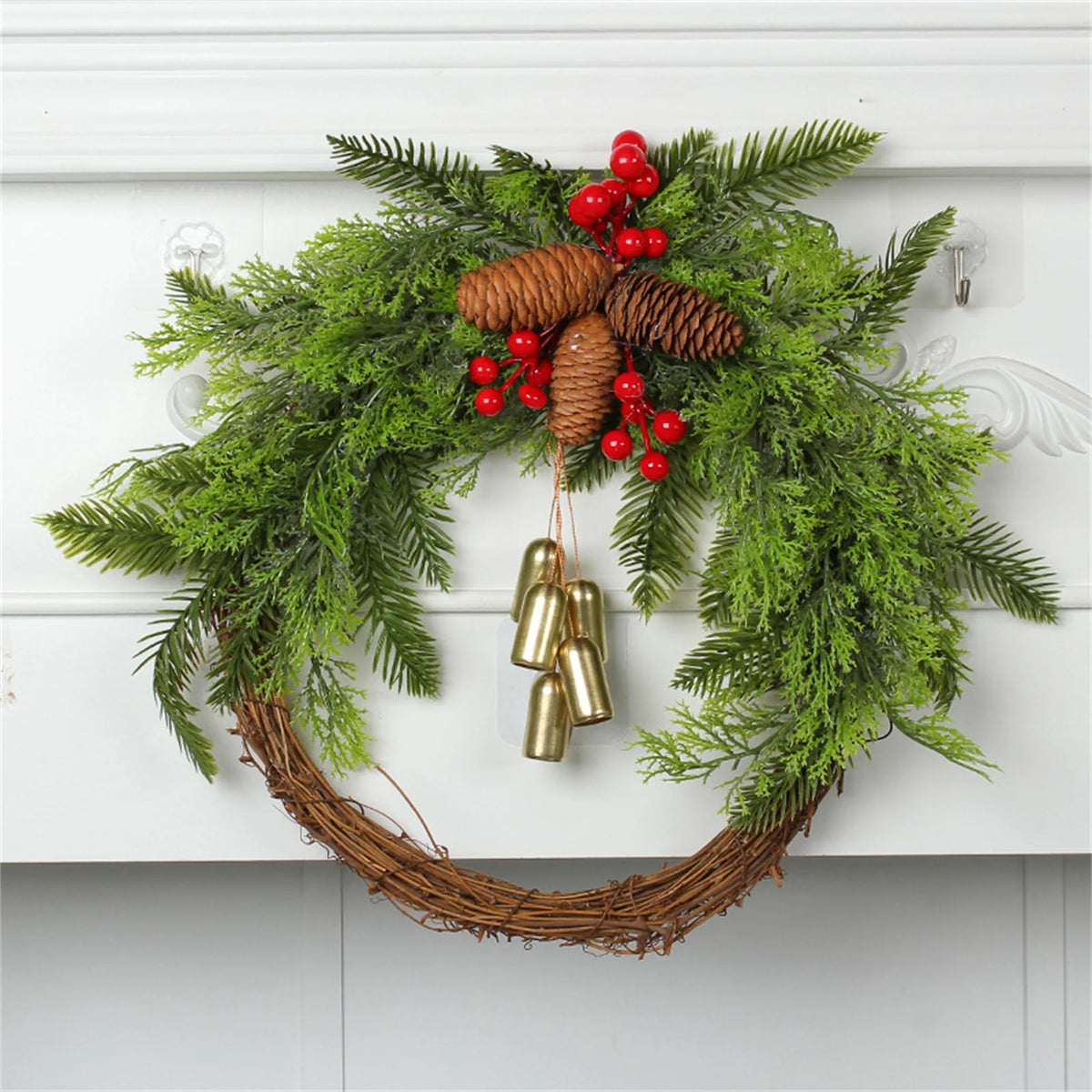 Rustic Bell Christmas Wreath — 40 cm