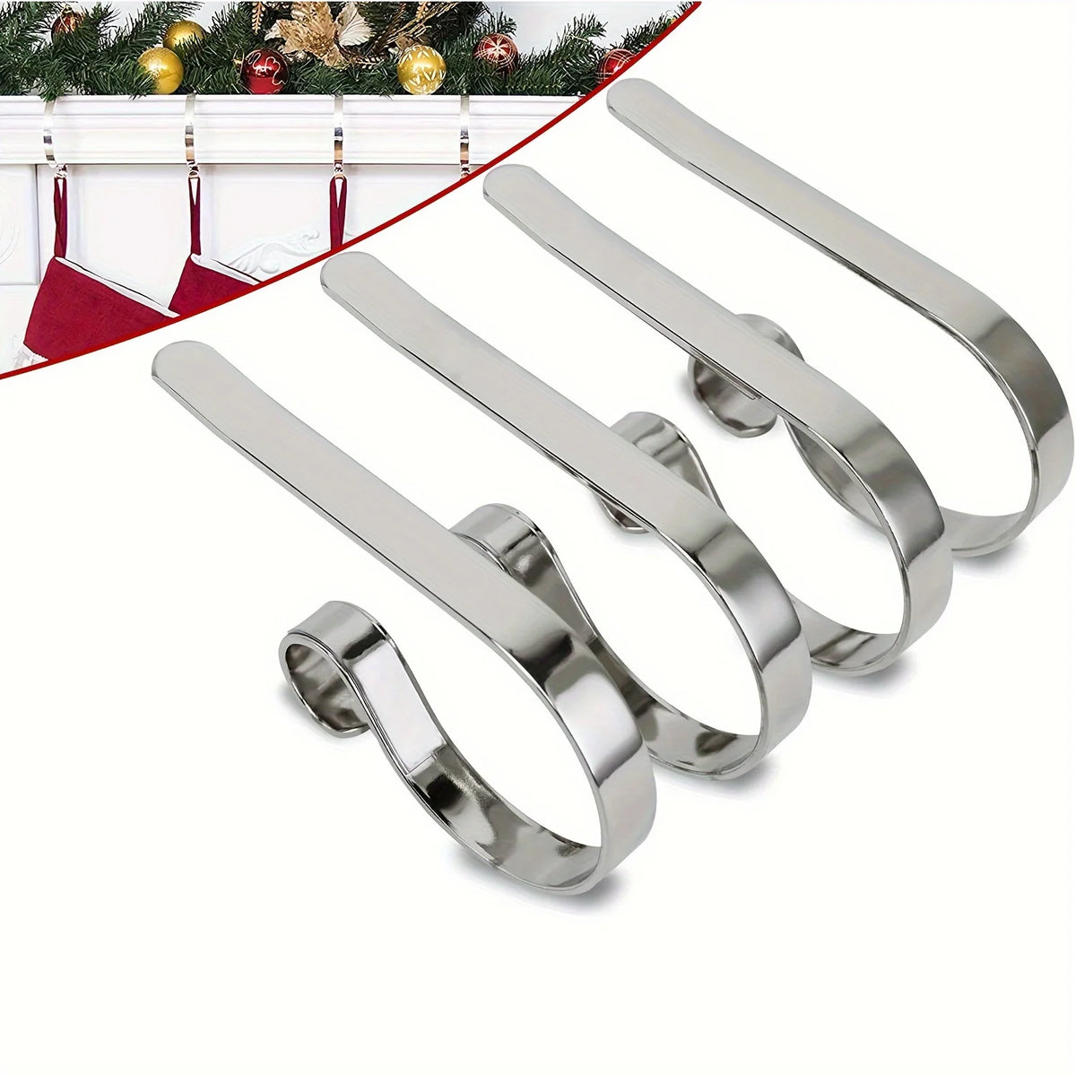 Curved Iron Stocking Hangers — Set of 4
