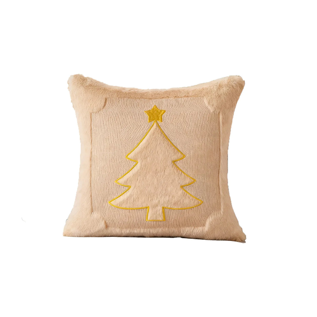 Embroidered Star & Christmas Tree Pillow Cover