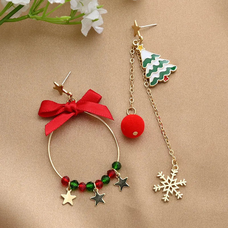 Christmas Bow & Tassel Drop Earrings