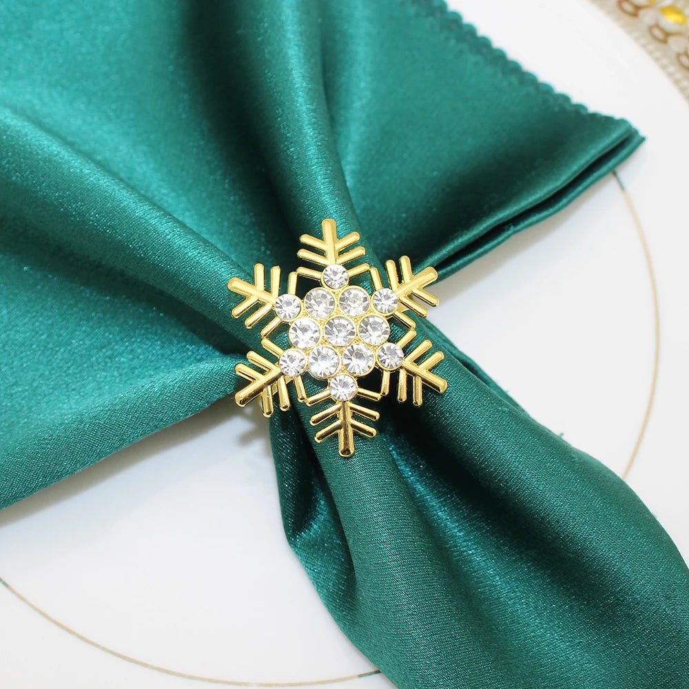 Rhinestone Christmas Napkin Rings — Set of 6