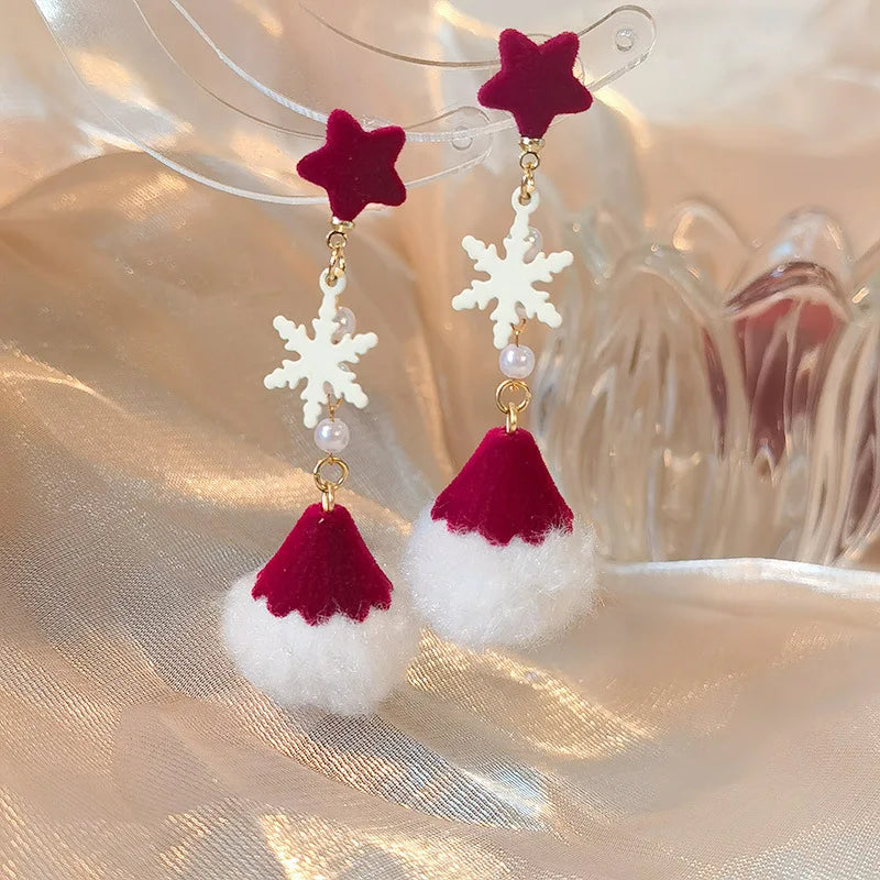 Christmas Bow & Tassel Drop Earrings