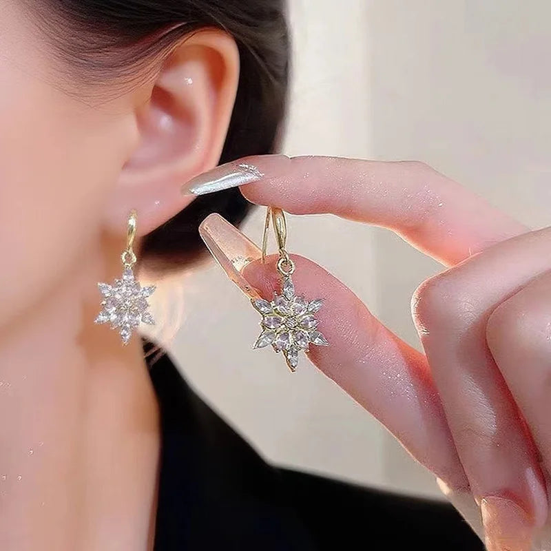 Gold-Tone Snowflake Earrings