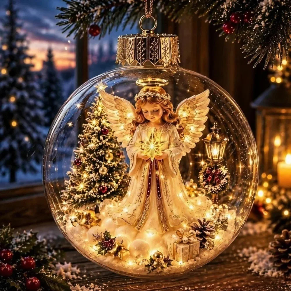 Clear Christmas Scene Ball Ornament