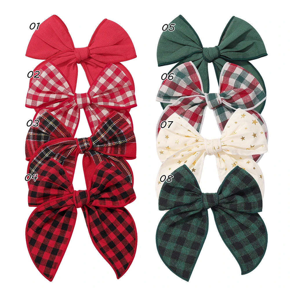 Tartan Bow Hair Accessories — Set of 32