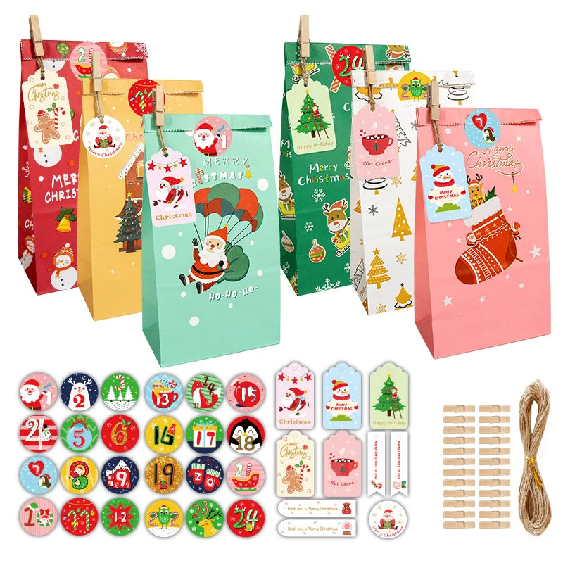 Christmas Advent Paper Gift Bag Kit — 24 Bags