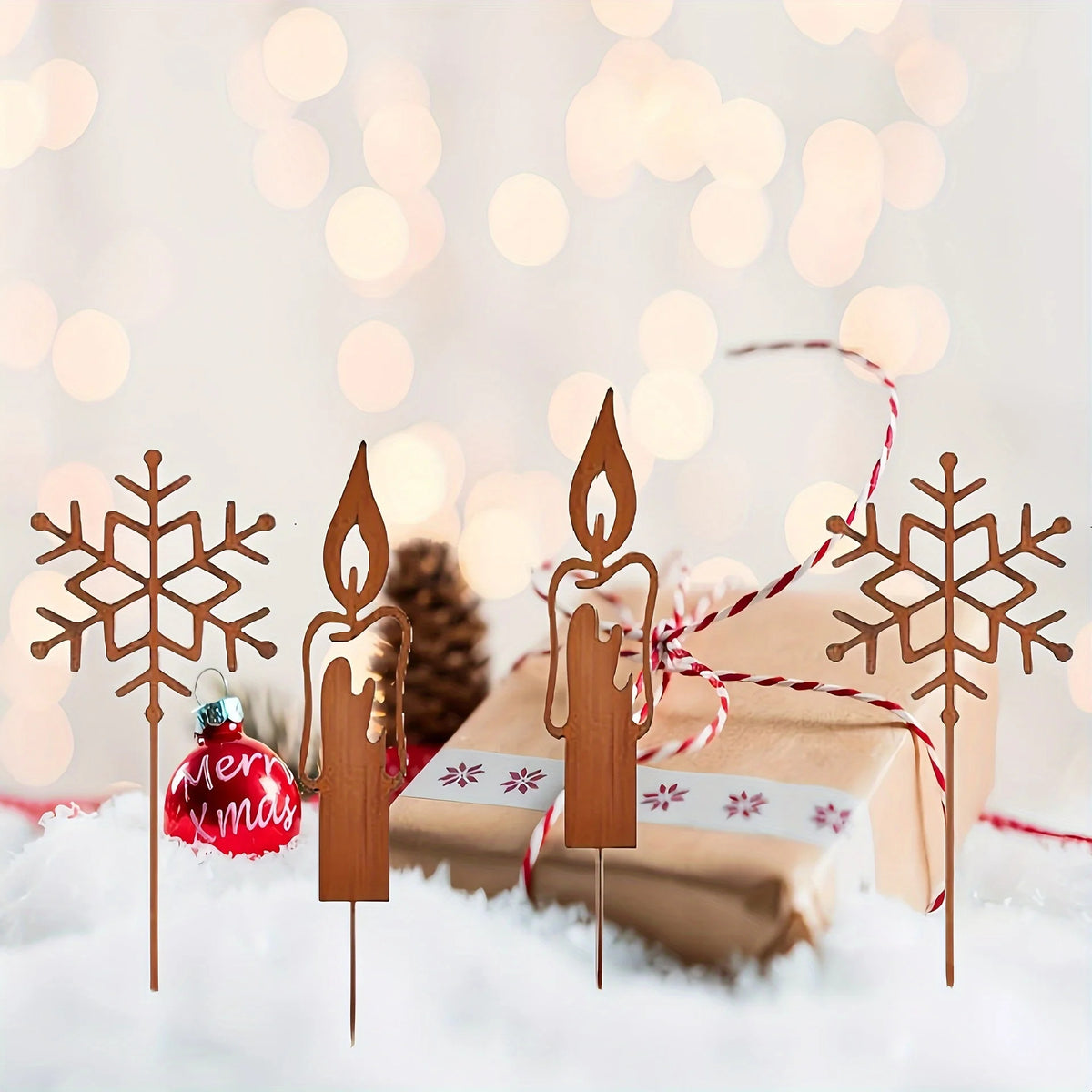 Christmas Tree & Deer Metal Yard Stakes
