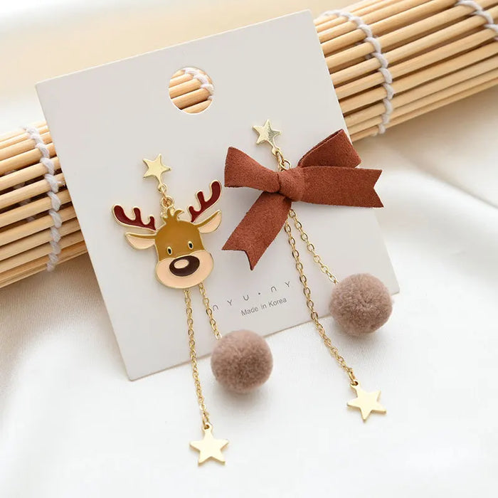 Christmas Bow & Tassel Drop Earrings