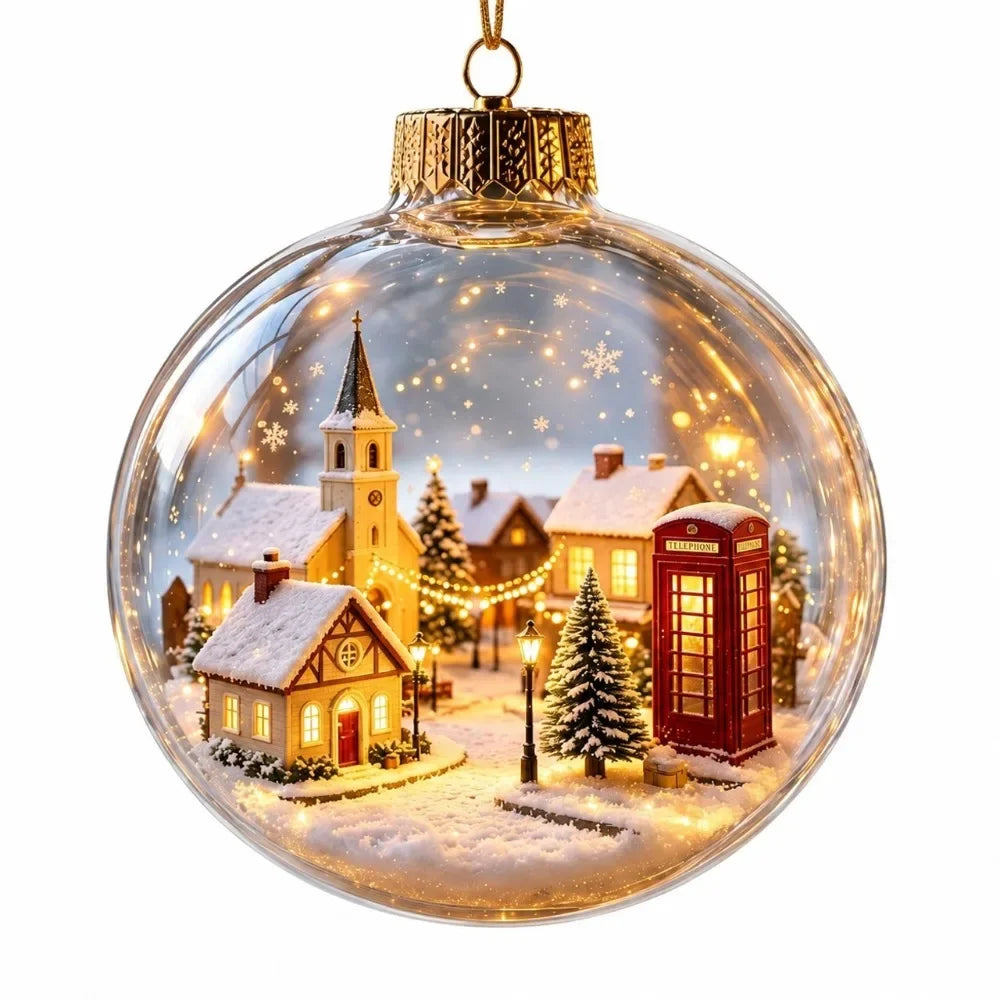 Clear Christmas Scene Ball Ornament