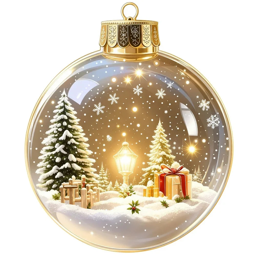 Clear Christmas Scene Ball Ornament
