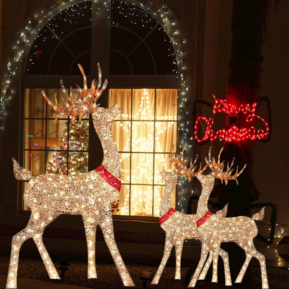Gold-Tone Reindeer Yard Decoration