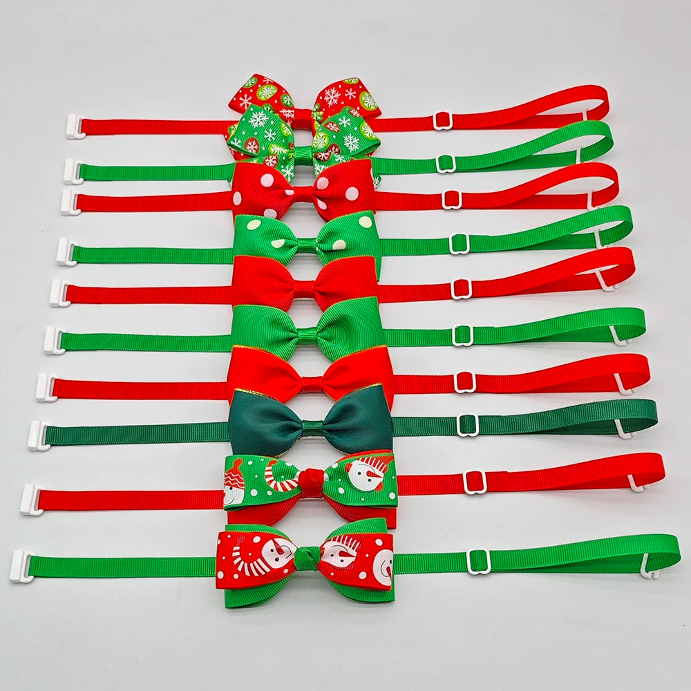 Christmas Pet Bow Ties — Assorted Set of 10
