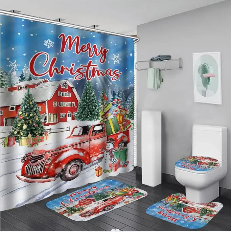 Christmas Bathroom Decor — 4-Piece Set