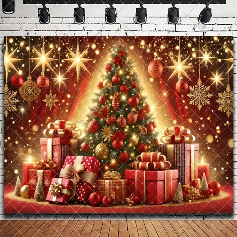 Santa & Fireplace Christmas Photo Backdrop