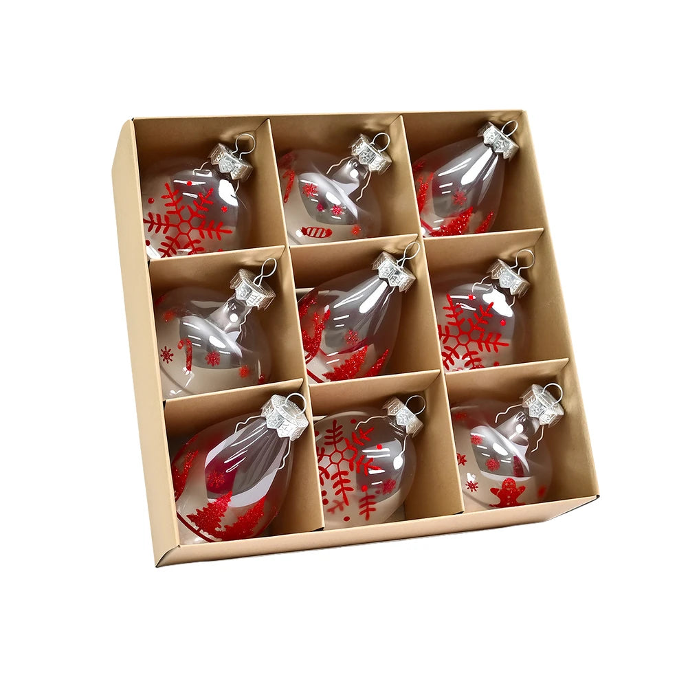 Snowflake and Reindeer Christmas Baubles — Set of 9