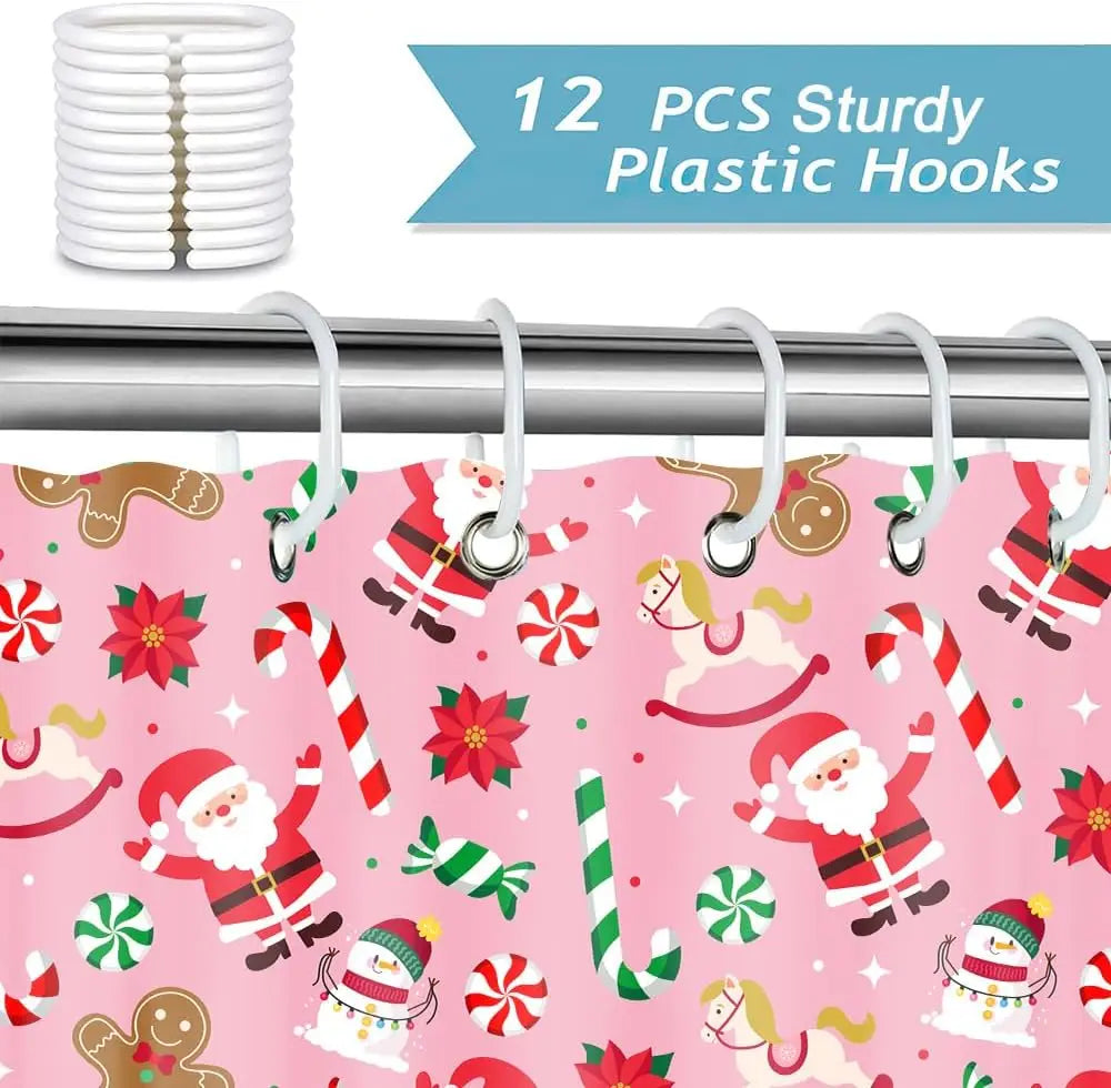 Pink Gingerbread Christmas Shower Curtain