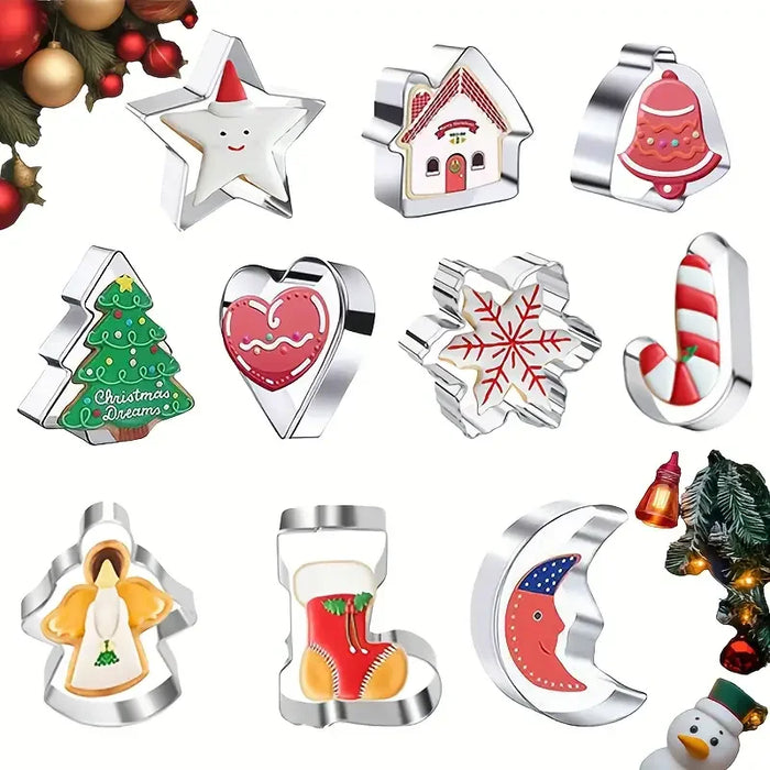 Christmas Cookie Cutters — Ten-Piece Steel Set
