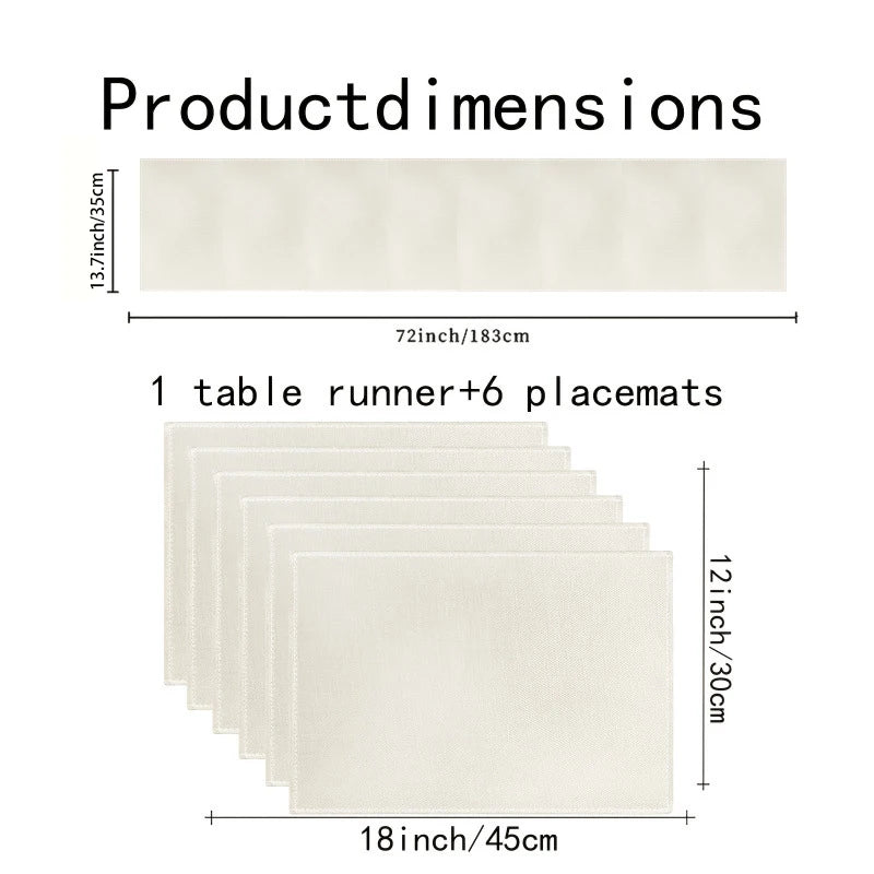 Christmas Placemat & Table Runner Set — 7 Pieces