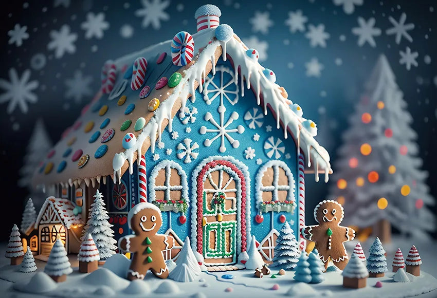 Winter Gingerbread House Photo Backdrop