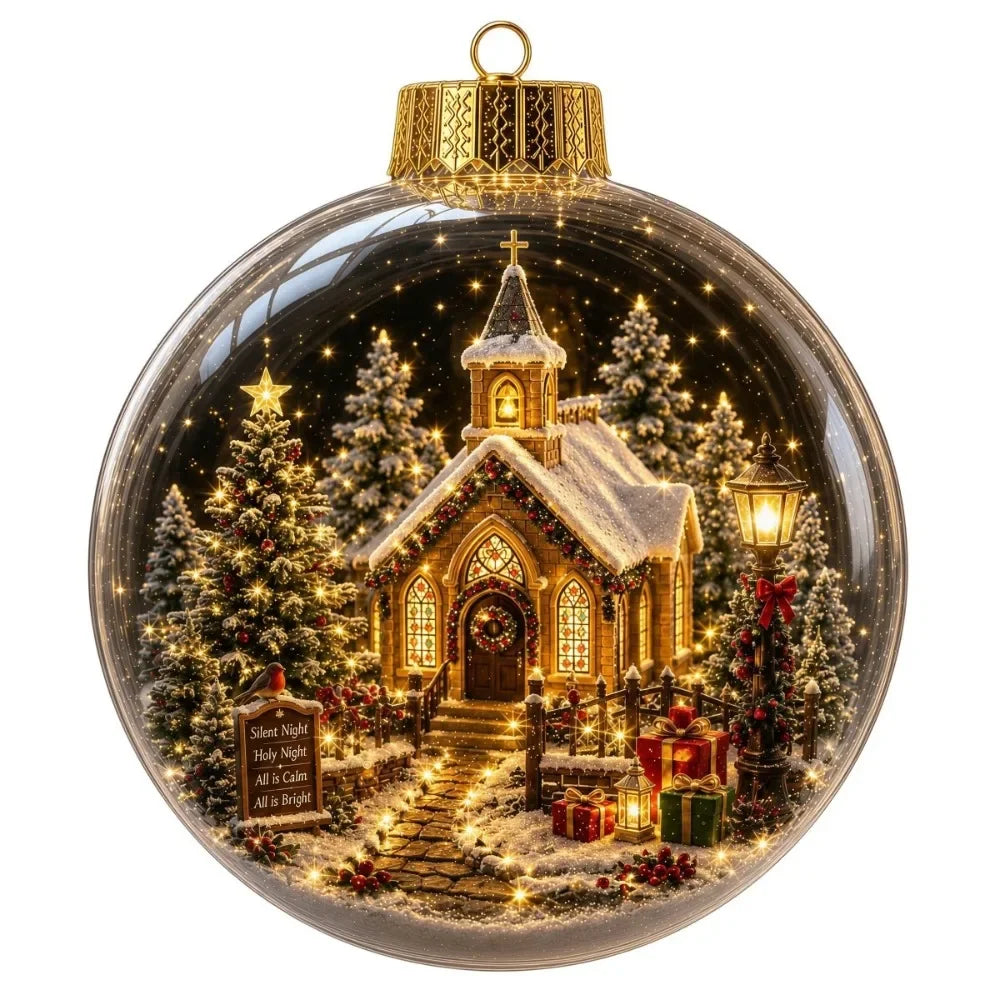 Clear Christmas Scene Ball Ornament