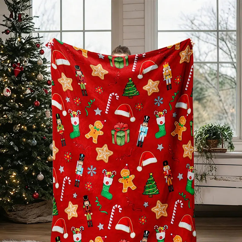 Gingerbread Christmas Fleece Throw