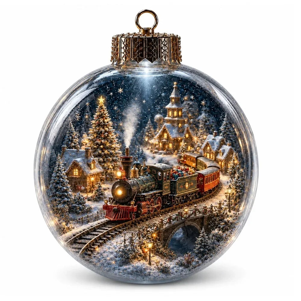 Clear Christmas Scene Ball Ornament