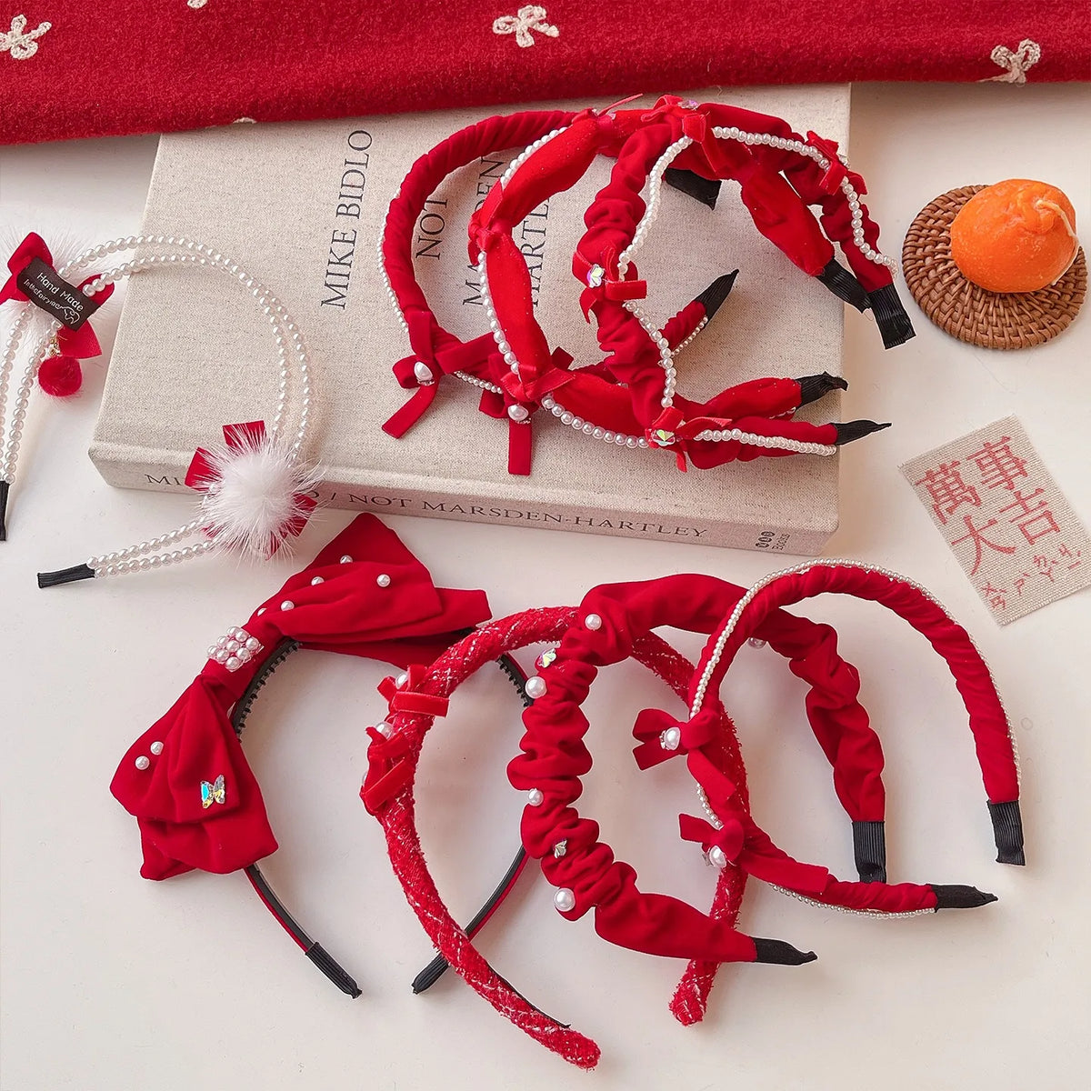 Wine-Red Holiday Headbands