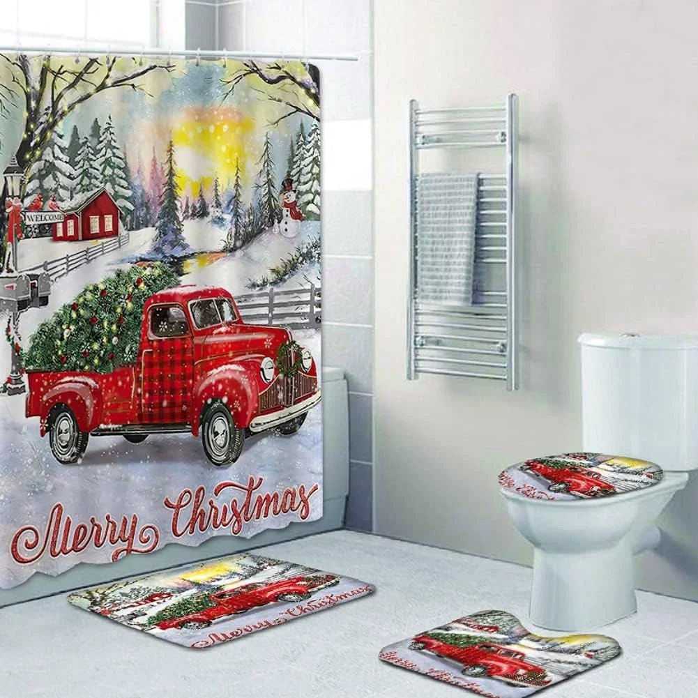 Christmas Bathroom Decor — 4-Piece Set