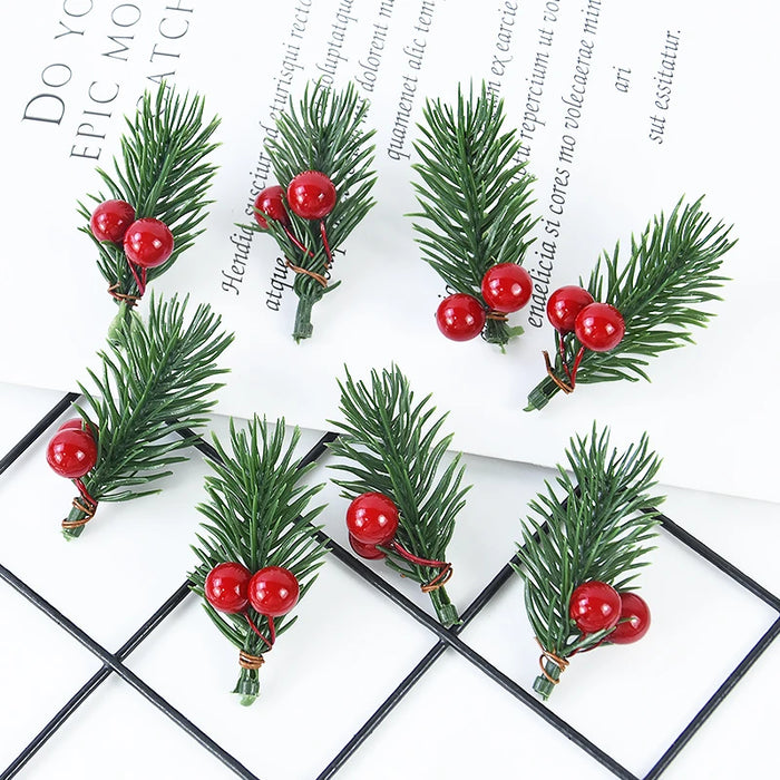 Christmas Berry & Pinecone Picks — Set of 10