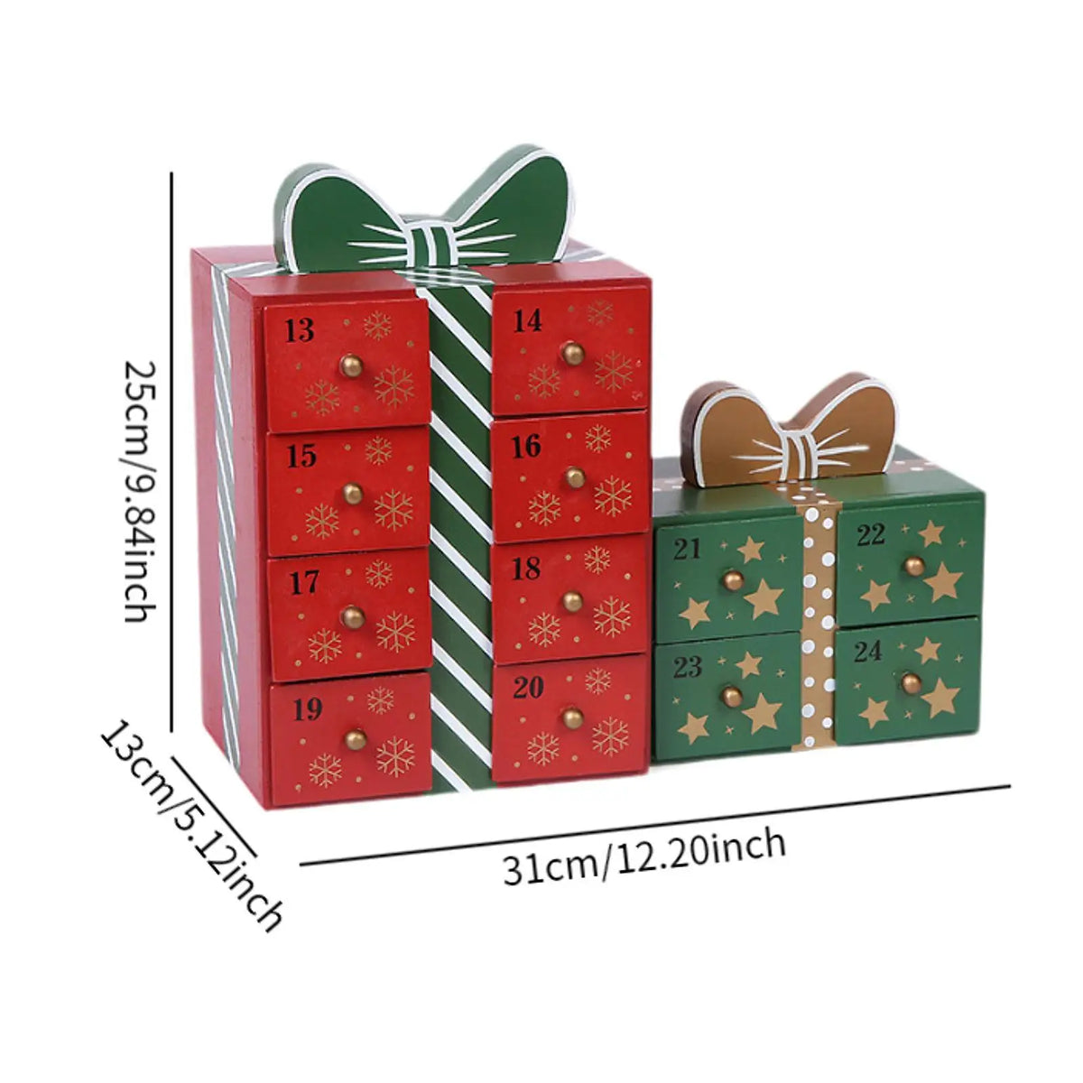 Gift-Shaped Wooden Advent Drawer Calendar