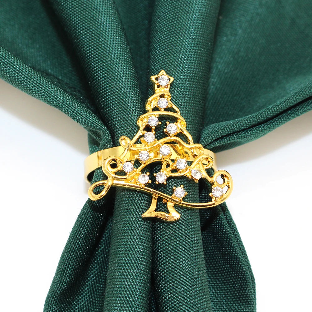Rhinestone Christmas Napkin Rings — Set of 6