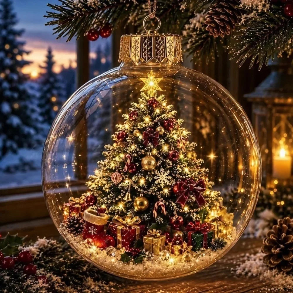 Clear Christmas Scene Ball Ornament