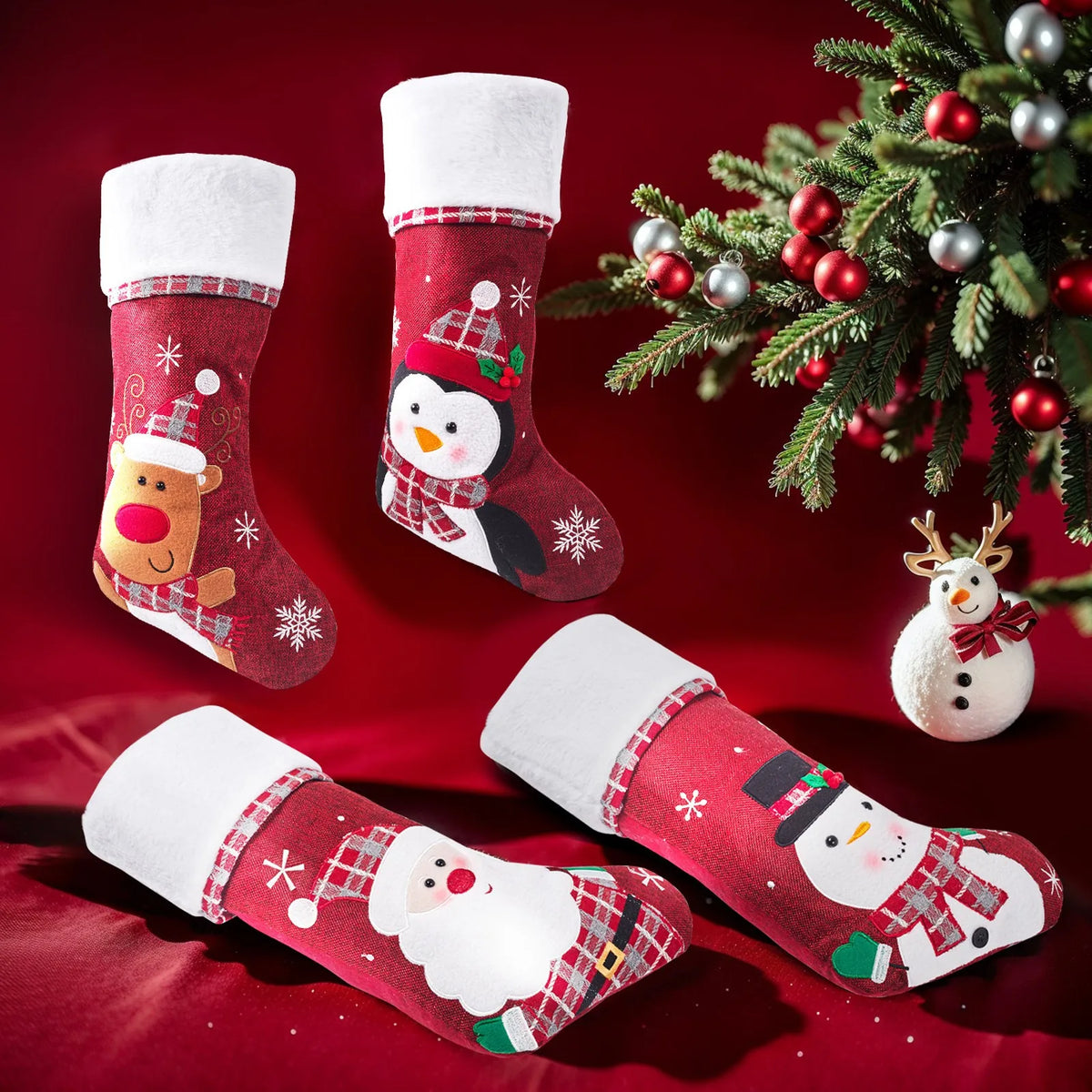 Embroidered Christmas Character Stocking